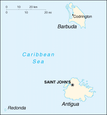 Map of Antigua and Barbuda